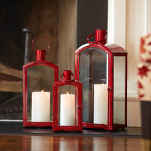 Load image into Gallery viewer, Rustic Red Curved Top Lantern (Set of 3)
