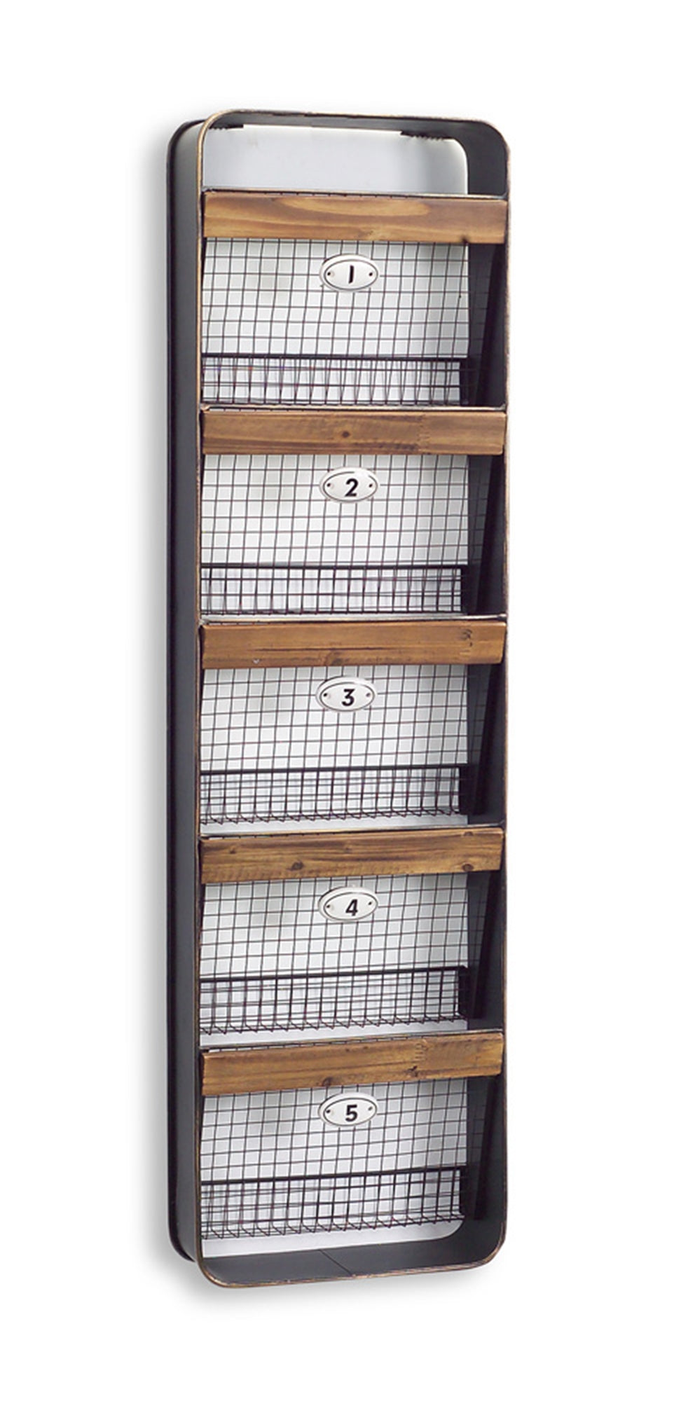 Metal Wall Basket Organizer with Wood Accents 36