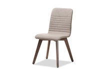 Load image into Gallery viewer, Baxton Studio Sugar Mid-Century Modern Light Grey Fabric Upholstered Walnut Wood Finished 5-Piece Dining Set
