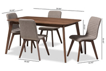 Load image into Gallery viewer, Baxton Studio Sugar Mid-Century Modern Light Grey Fabric Upholstered Walnut Wood Finished 5-Piece Dining Set

