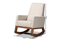 Load image into Gallery viewer, Baxton Studio Yashiya Mid-century Retro Modern Light Beige Fabric Upholstered Rocking Chair
