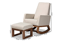 Load image into Gallery viewer, Baxton Studio Yashiya Mid-century Retro Modern Light Beige Fabric Upholstered Rocking Chair and Ottoman Set

