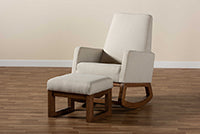 Load image into Gallery viewer, Baxton Studio Yashiya Mid-century Retro Modern Light Beige Fabric Upholstered Rocking Chair and Ottoman Set

