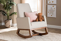 Load image into Gallery viewer, Baxton Studio Yashiya Mid-century Retro Modern Light Beige Fabric Upholstered Rocking Chair
