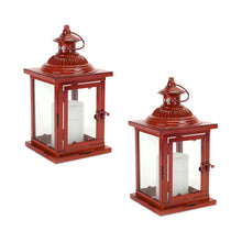 Load image into Gallery viewer, Antique Style Red Metal Lantern (Set of 2)
