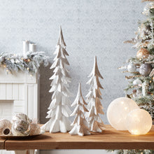 Load image into Gallery viewer, White Shimmer Tabletop Holiday Tree (Set of 3)
