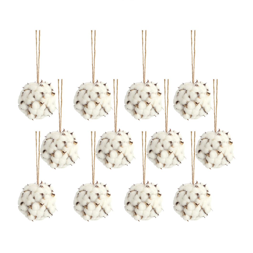 Cotton Orb with Twine Hanger (Set of 12)