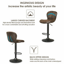 Load image into Gallery viewer, Set of 2 Adjustable Swivel Hot-stamping Bar Stools with Backrest
