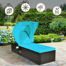 Load image into Gallery viewer, Outdoor Chaise Lounge Chair with Folding Canopy-Turquoise
