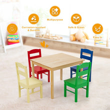 Load image into Gallery viewer, 5 pcs Kids Pine Wood Multicolor Table Chair Set
