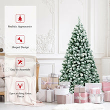 Load image into Gallery viewer, 6 Feet Pre-Lit Premium Snow Flocked Hinged Artificial Christmas Tree
