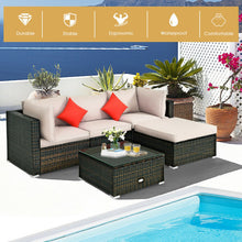 Load image into Gallery viewer, 5 Pieces Outdoor Patio Rattan Furniture Set With Cushions-Beige
