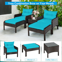 Load image into Gallery viewer, 5 Pcs Patio Rattan Furniture Set Sofa
