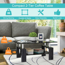Load image into Gallery viewer, Rectangular Tempered Glass Coffee Table with Shelf-Gray
