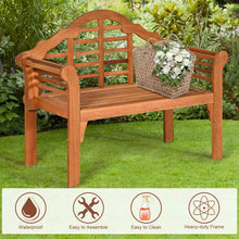 Load image into Gallery viewer, 49 Inch Eucalyptus Wood Outdoor Folding Bench with Backrest Armrest for Patio Garden
