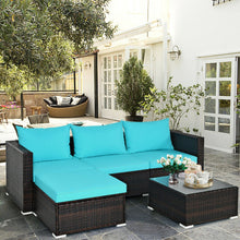 Load image into Gallery viewer, 5 Pieces Patio Rattan Furniture Set with Coffee Table-Turquoise
