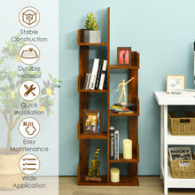 Load image into Gallery viewer, 8-Tier Bookshelf Bookcase with 8 Open Compartments Space-Saving Storage Rack -Coffee

