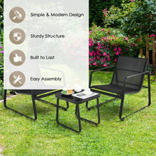 Load image into Gallery viewer, 3 Pieces Patio Bistro Furniture Set with Glass Top Table Garden Deck-Black
