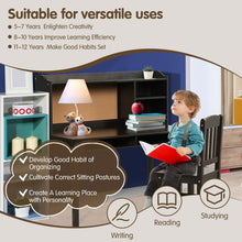 Load image into Gallery viewer, Kids Desk and Chair Set Study Writing Desk with Hutch and Bookshelves-Brown
