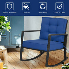 Load image into Gallery viewer, Patio Rattan Rocker Outdoor Glider Rocking Chair Cushion Lawn-Navy
