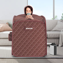 Load image into Gallery viewer, 800W 2 Person Portable Steam Sauna Tent SPA with Hat Side Holes 3L Steamer-Coffee
