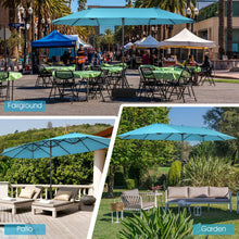 Load image into Gallery viewer, 15 Feet Double-Sided Patio Umbrellawith 12-Rib Structure-Turquoise
