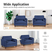 Load image into Gallery viewer, Accent Oversized Linen Club Armchair with Pillows and Rubber Wood Legs

