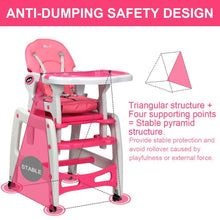 Load image into Gallery viewer, 3 in 1 Baby High Chair with Lockable Universal Wheels-Pink
