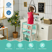 Load image into Gallery viewer, Kids Kitchen Step Stool with Double Safety Rails -Green
