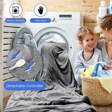 Load image into Gallery viewer, 62&quot; x 84&quot; Flannel Heated Electric Blanket with 10 Heating Levels-Gray
