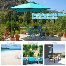 Load image into Gallery viewer, 10 x 13 Feet Rectangular Cantilever Umbrella with 360° Rotation Function-Turquoise
