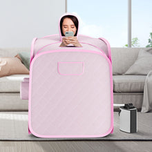 Load image into Gallery viewer, 800W 2 Person Portable Steam Sauna Tent SPA with Hat Side Holes 3L Steamer-Pink

