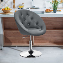 Load image into Gallery viewer, Adjustable Bar Stool Swivel Vanity Accent Chair with Round Tufted Back-Gray

