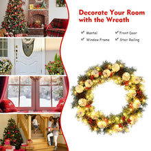 Load image into Gallery viewer, 30-Inch Pre-lit Flocked Artificial Christmas Wreath with Mixed Decorations
