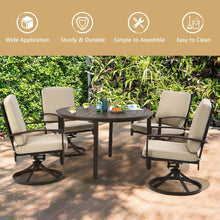 Load image into Gallery viewer, 5 Piece Patio Rattan Dining Set Including Swivel Cushioned Chairs and Round Table-Beige
