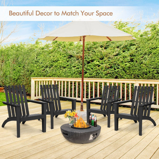 Outdoor Durable Patio Acacia Wood Adirondack Lounge Armchair-Black