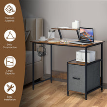 Load image into Gallery viewer, Computer Desk with Reversible Storage Drawer and Moveable Shelf-Brown
