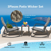 Load image into Gallery viewer, 3 Pieces Patio Rattan Rocking Furniture Set-Gray
