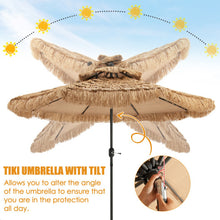 Load image into Gallery viewer, 9 Feet Thatched Tiki Umbrella with 8 Ribs
