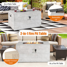 Load image into Gallery viewer, 43 Inch Rectangular Concrete Propane Fire Pit Table with Lava Rocks and Cover 50 000 BTU-Gray
