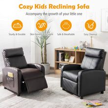 Load image into Gallery viewer, Ergonomic PU Leather Kids Recliner Lounge Sofa for 3-12 Age Group-Black
