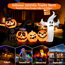 Load image into Gallery viewer, 7.5 Feet Long Halloween Inflatable Spooky Ghost and Pumpkin Decor with Lights
