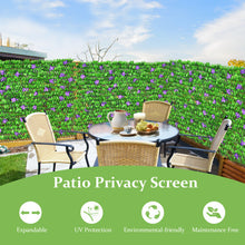 Load image into Gallery viewer, 4 Pieces Expandable Faux Ivy Privacy Screen Fence Panel Pack with Flower-Purple
