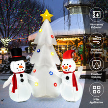 Load image into Gallery viewer, Inflatable Christmas Double Snowmen Decoration with Built-in Rotating LED Lights
