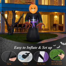 Load image into Gallery viewer, 6.5 Feet Inflatable Halloween Warlock with Pumpkin Head Blow-up Pumpkin Reaper

