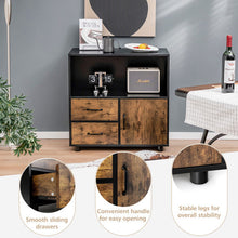 Load image into Gallery viewer, Kitchen Storage Buffet Sideboard with Wine Rack and Glass Holder-Black
