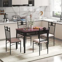 Load image into Gallery viewer, 5 Pcs Dining Set Wood Metal Table and 4 Chairs with Cushions
