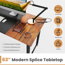 Load image into Gallery viewer, 63 Inch Home Office Computer Desk with Heavy Duty Steel Frame
