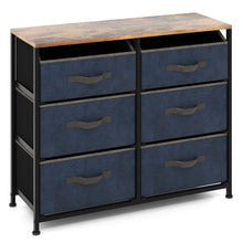 Load image into Gallery viewer, 6-Drawer Dresser with Metal Frame and Anti-toppling Devices-Rustic Brown
