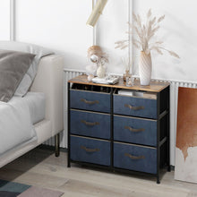 Load image into Gallery viewer, 6-Drawer Dresser with Metal Frame and Anti-toppling Devices-Rustic Brown
